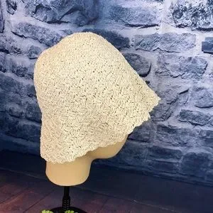Woven crochet Straw Scalloped Edge versatile Bucket Hat Anna-Kaci Women main image 2